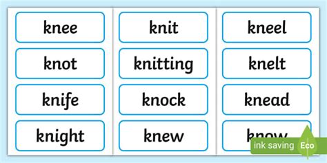 Kn Word Cards Teacher Made Twinkl Kn Words Worksheet - Kn Words Worksheet