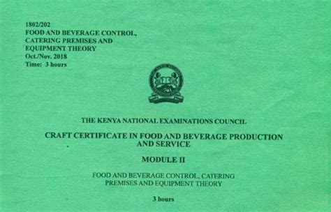 Download Knec Past Papers For Food Technology 