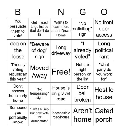 knock on the door bingo