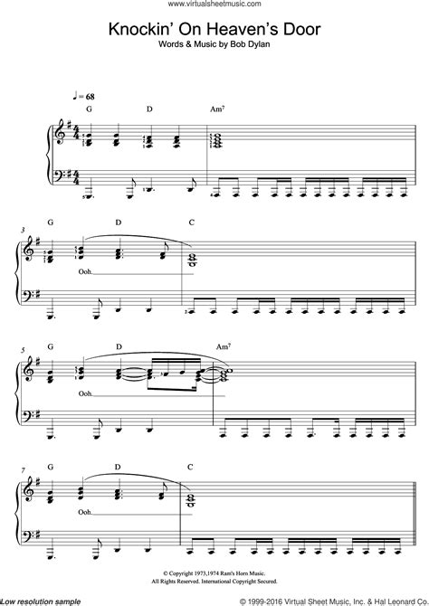Full Download Knockin On Heavens Door Sheet Music For Voice Piano Or 