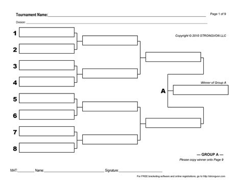 knockout competition draw template