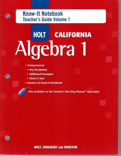 Full Download Know It Notebook Holt California Algebra 1 