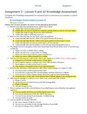 knowledge assessment lesson 9 excel answer key