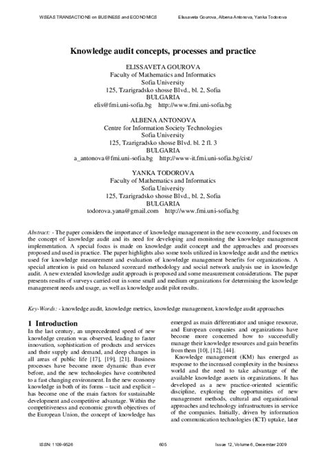 Read Knowledge Audit Concepts Processes And Practice Wseas 