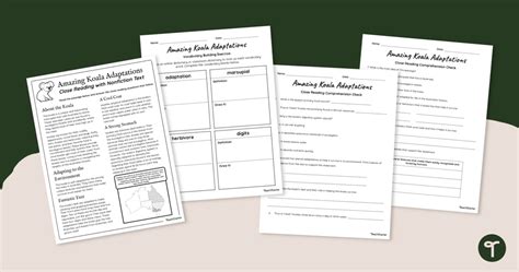 Koala Adaptations Comprehension Worksheets For 4th Grade Adaptations 4th Grade Worksheet - Adaptations 4th Grade Worksheet