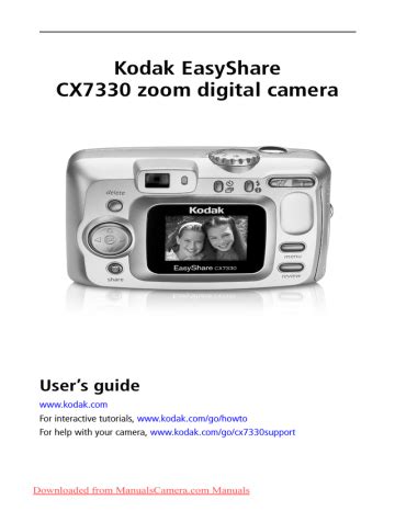 Read Online Kodak Easyshare Cx7330 Zoom Digital Camera Users Guide 