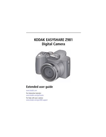 Read Online Kodak Easyshare Z981 User Guide 