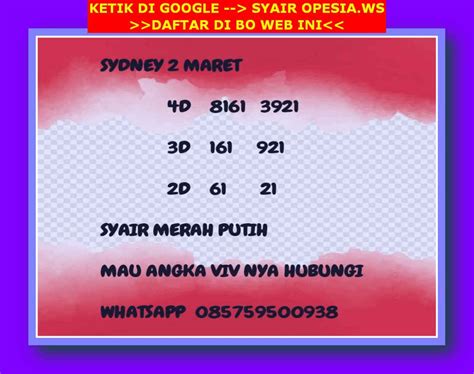 KODE DAN SYAIR SDY HARI INI：Prediksi Sdy Hari Ini, Prediksi Sydney Hari Ini - Keraton4D