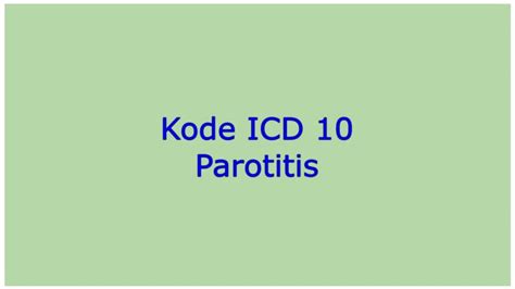 kode icd parotitis | 2025 ICD10CM Index Parotitis parotiditis