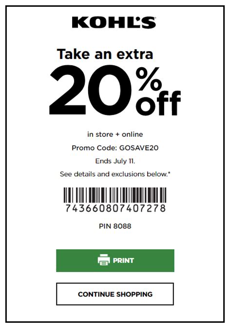 Kohl's 20% off Coupon (good in-store & online) No exclusions 