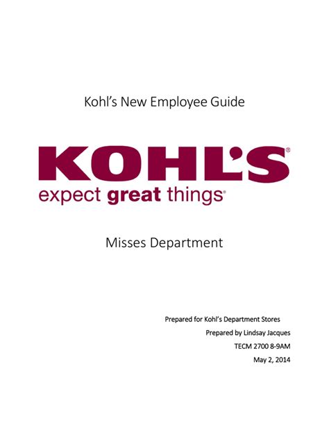 Full Download Kohls Employee Handbook 