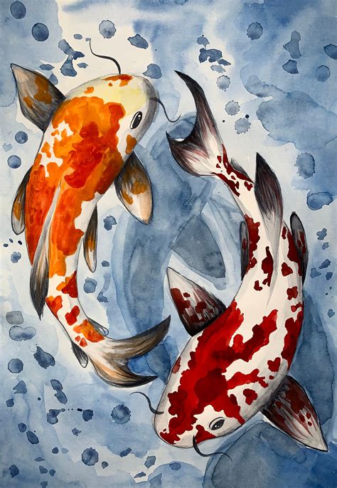 Koi Fish Watercolor Paintings