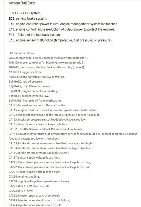 komatsu fault codes pc50uu