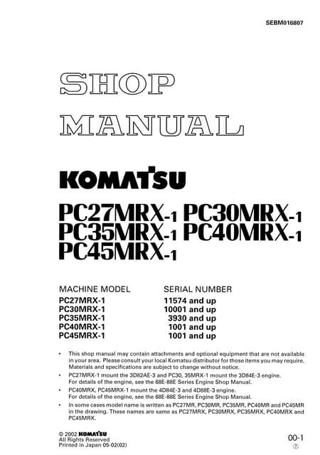 Download Komatsu Excavator Pc35 Service Manual 