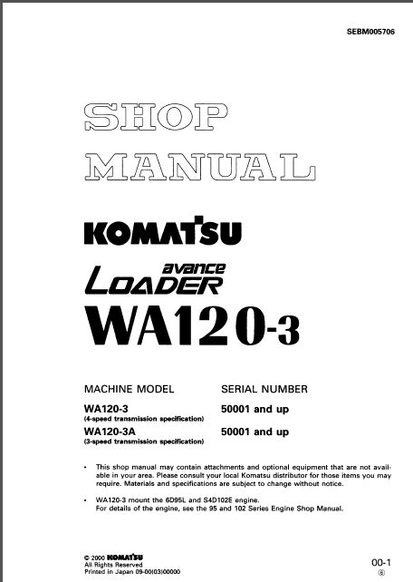 Read Komatsu W120 3 Wheel Loader Service Repair Workshop Manual Sn 50001 And Up 