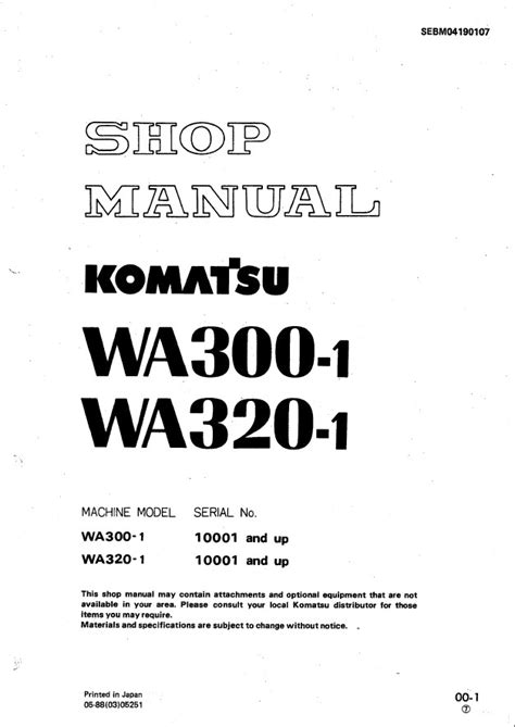 Read Online Komatsu Wa300 1 Wa320 1 Shop Manual 