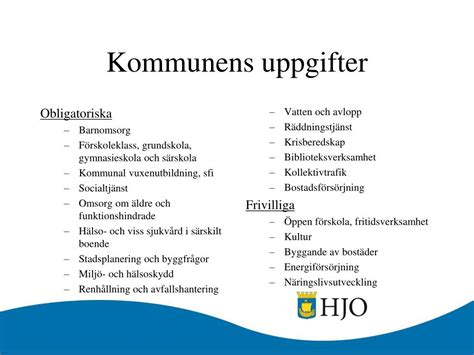 kommunens uppgifter