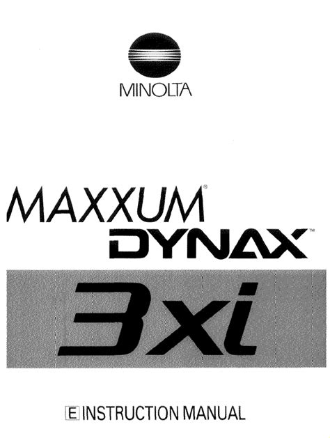 Download Konica Minolta Dynax 3Xi User Guide 