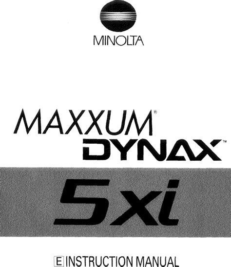 Download Konica Minolta Dynax 5Xi User Guide 