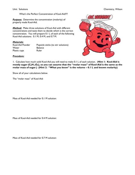 Read Kool Aid Concentration Lab Answers 