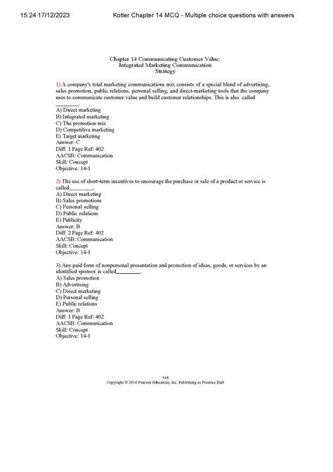 Read Kotler Marketing Management Multiple Choice Questions Bing 