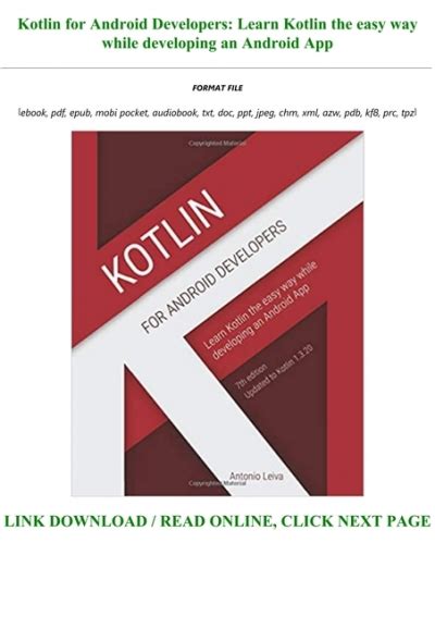 Download Kotlin For Android Developers Learn Kotlin The Easy Way While Developing An Android App 