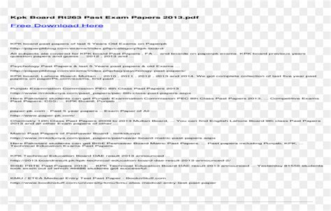 Download Kpk Board Rt263 Past Exam Papers 2013 