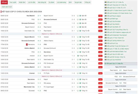 kqbd c1 | Bng xp hng cp C1 Chu u