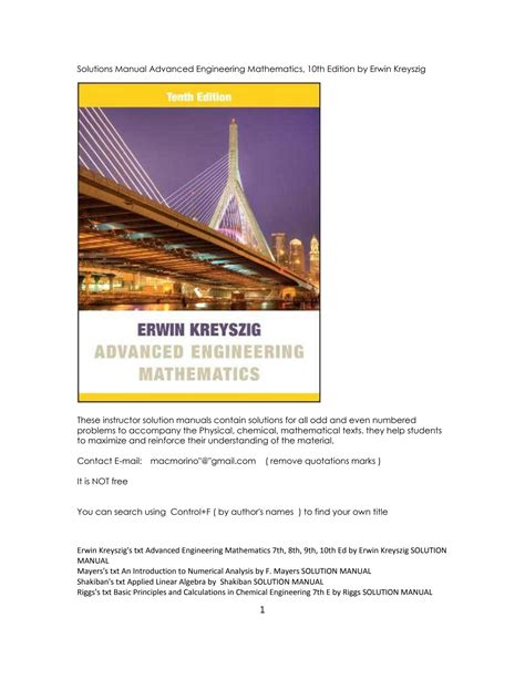 Read Online Kreyszig 10Th Edition Solutions 