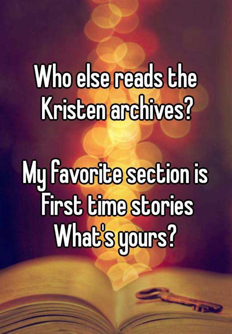 kristen archives first time stories.