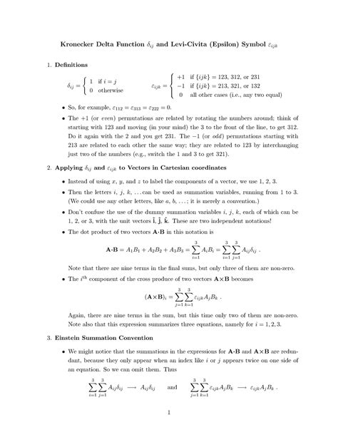 Kronecker Delta Function And Levi Civita Epsilon Symbol