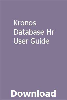 Read Kronos Database Hr User Guide 
