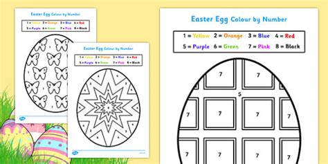 Ks1 Easter Egg Coloring By Numbers Sheets Teacher Easter Colour By Numbers - Easter Colour By Numbers