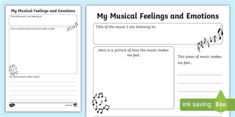 Ks1 Musical Feelings And Emotions Worksheet Twinkl Using Music To Express Feelings Worksheet - Using Music To Express Feelings Worksheet