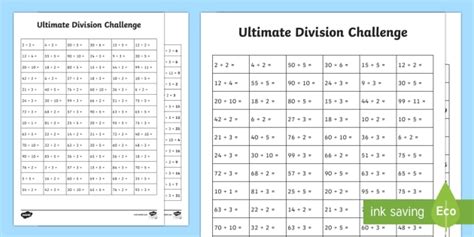 Ks1 Ultimate Division Challenge Worksheet Twinkl Division Challenge - Division Challenge