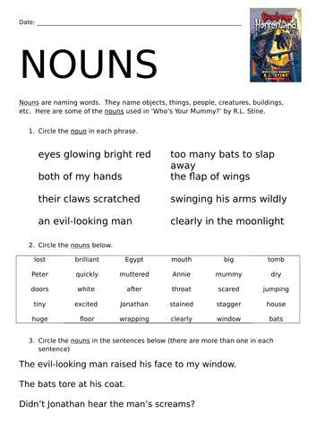 Ks2 Identifying Nouns Y3 Y4 Y5 Y6 Teaching Identify The Noun Worksheet - Identify The Noun Worksheet