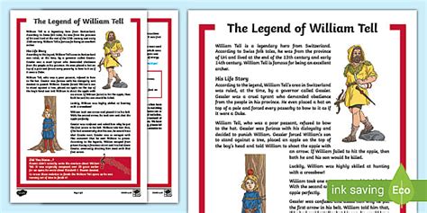 Ks2 The Legend Of William Tell Information Sheet William Tell Worksheet Grade 2 - William Tell Worksheet Grade 2