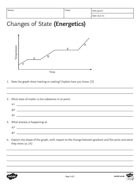 Ks3 Changes Of State Energetics Homework Worksheet Twinkl Changes Of State Worksheet - Changes Of State Worksheet