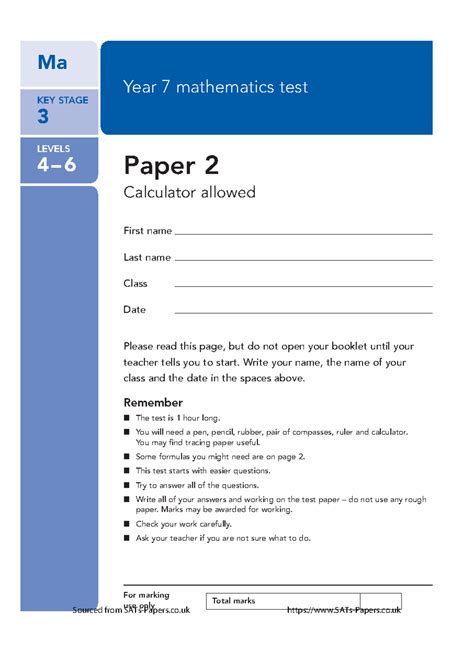 Read Ks3 Level 4 6 Maths Paper 