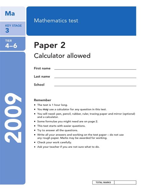 Download Ks3 Maths Paper 2 Answers Allowed Calculator 