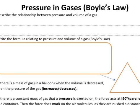 Ks4 Gcse Physics Pressure In Gas Boyleu0027s Law Boyle S Law Worksheet With Answers - Boyle's Law Worksheet With Answers