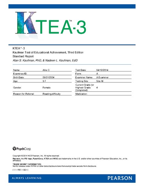 Ktea Sample Report Form