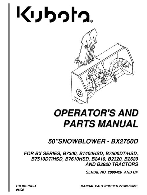 Full Download Kubota Bx2750 Snowblower Manual Manualsky Com 