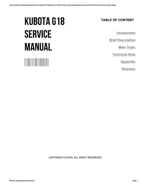 Read Kubota G18 Service Manual 