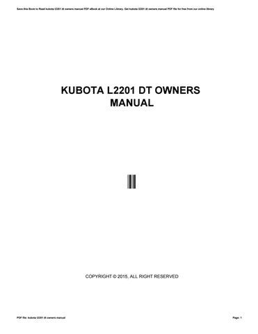 Download Kubota L2201 Service Manual File Type Pdf 