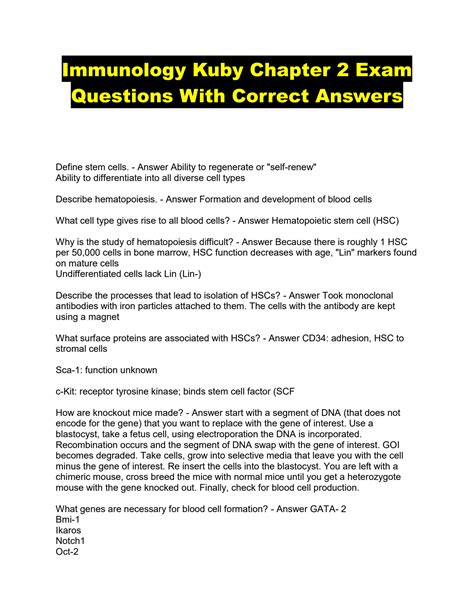 Download Kuby Immunology Answers To Study Questions 