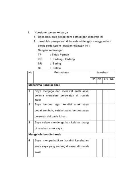kuesioner peran keluarga
