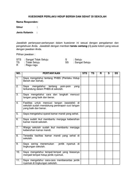 Kuesioner Phbs
