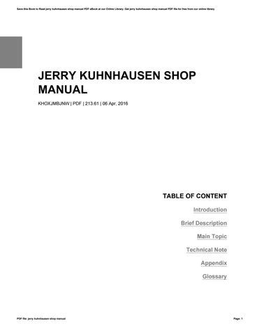 Read Online Kuhnhausen Shop Manuals 