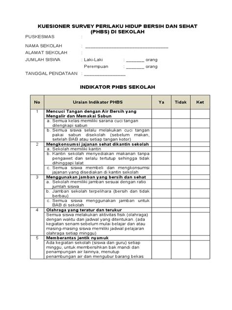 Kuisioner Phbs 